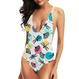 Dragonflies ginkgo leaves pattern Women's One-Piece Swimsuit