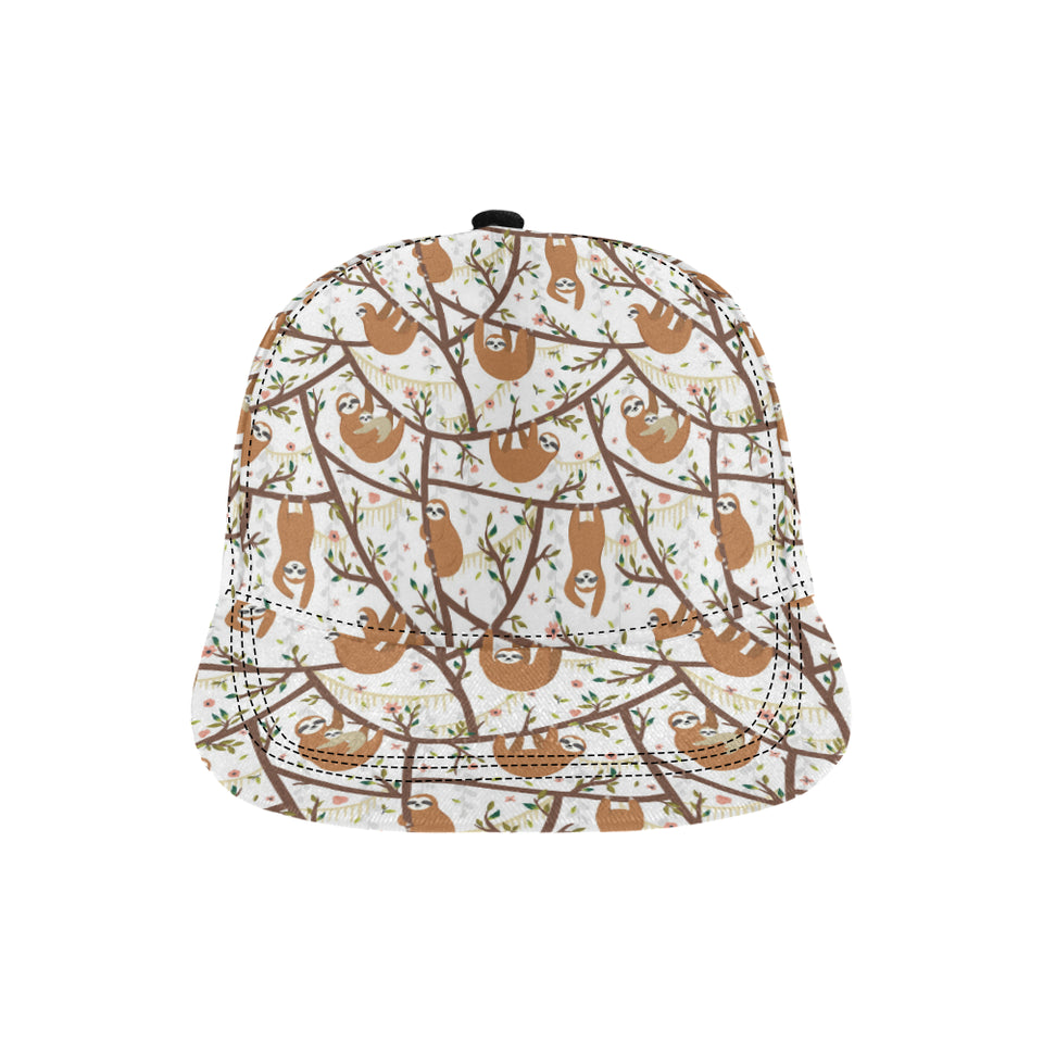 Sloths hanging on the tree pattern All Over Print Snapback Cap