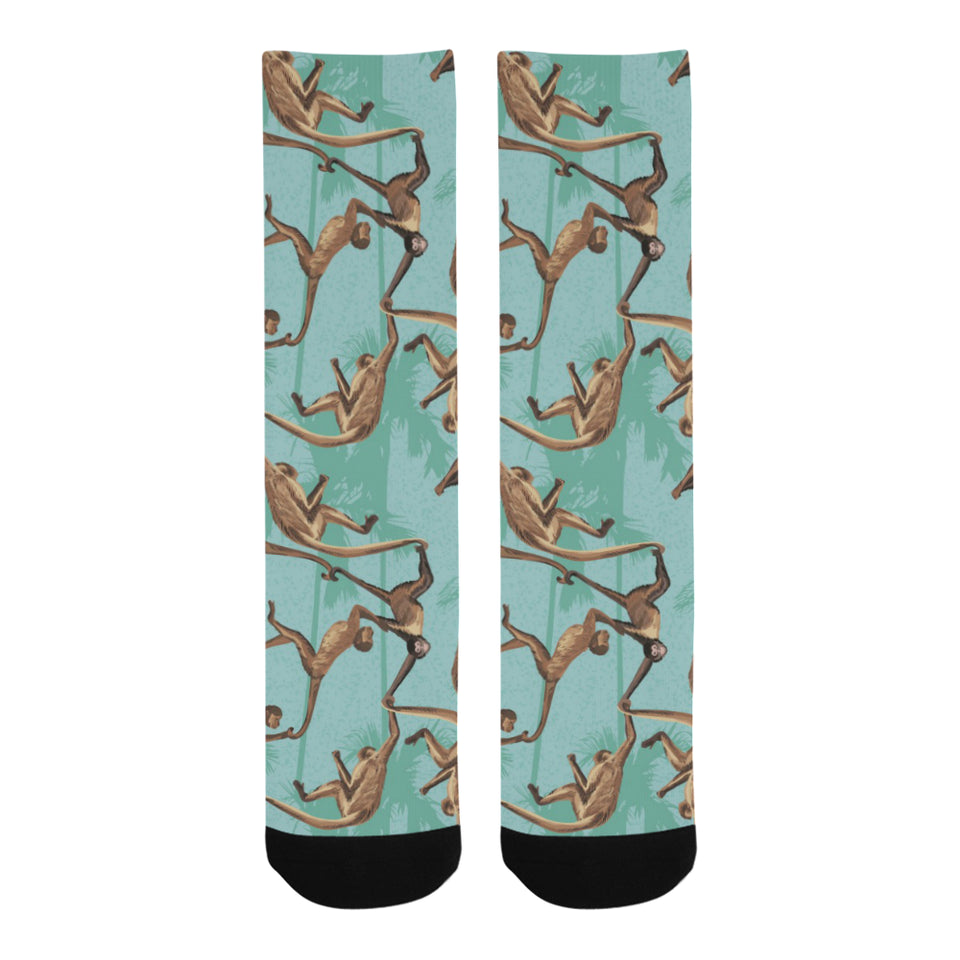 Monkey Palm tree background Crew Socks