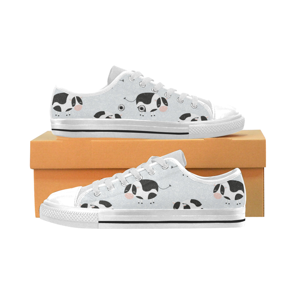 Cute cows pattern Men's Low Top Canvas Shoes White