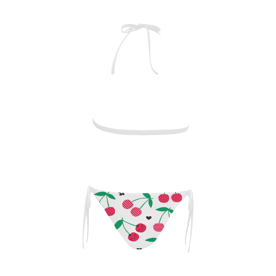 cherry pattern white background Sexy Bikinis Two-Piece Swimsuits