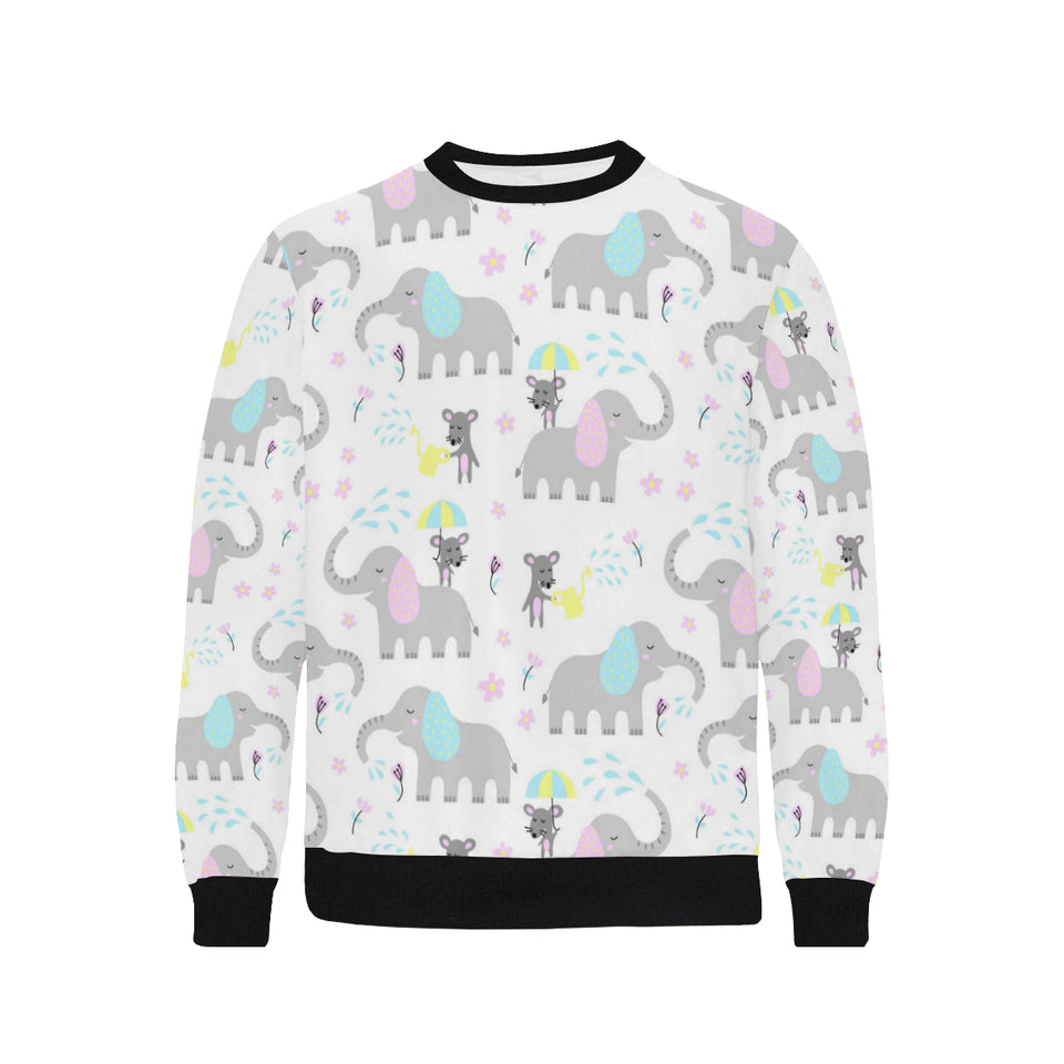 Cute elephant mouse pattern Men's Crew Neck Sweatshirt