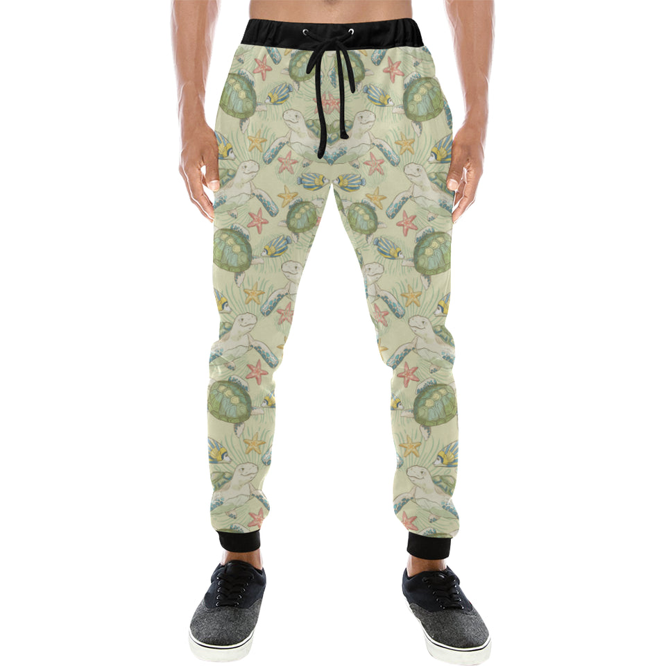 Hand drawn sea turtle fish pattern Unisex Casual Sweatpants