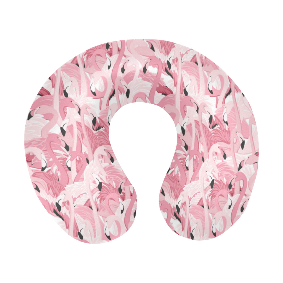 Pink flamingos pattern background U-Shaped Travel Neck Pillow