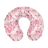 Pink flamingos pattern background U-Shaped Travel Neck Pillow