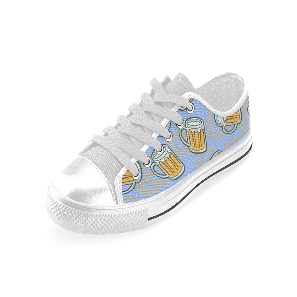 Beer pattern Men's Low Top Shoes White