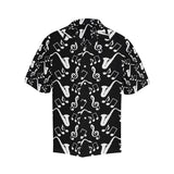 Saxophone music notes treble clef black white them Men's All Over Print Hawaiian Shirt