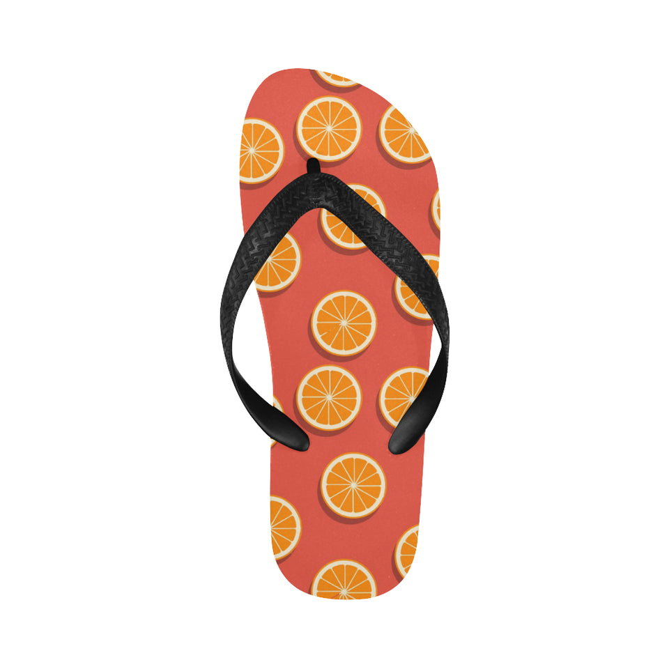 Oranges pattern red background Unisex Flip Flops