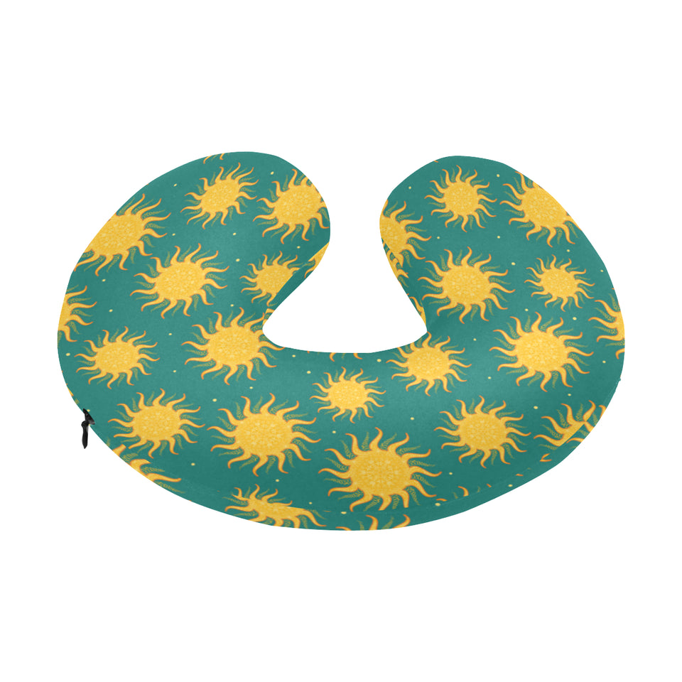 Sun green background U-Shaped Travel Neck Pillow