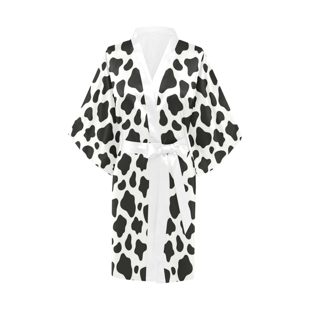 Cow skin pattern Women's Short Kimono Robe