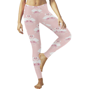 White swan and flower love pattern Women's Legging Fulfilled In US