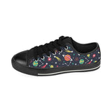 colorful space pattern planet star Men's Low Top Canvas Shoes Black