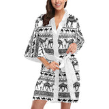 Camel polynesian tribal pattern Women's Short Kimono Robe