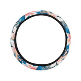 Hibiscus Pattern Print Design 02 Car Steering Wheel Cover