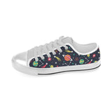 colorful space pattern planet star Men's Low Top Shoes White