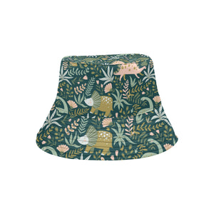 dinosaurs tropical leaves flower pattern Unisex Bucket Hat