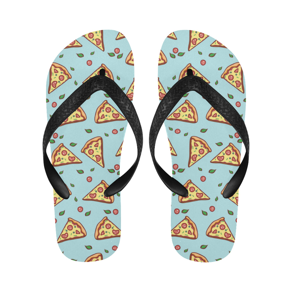 Hand drawn pizza blue background Unisex Flip Flops