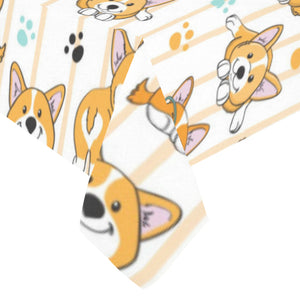 Cute dog corgi striped background pattern Tablecloth