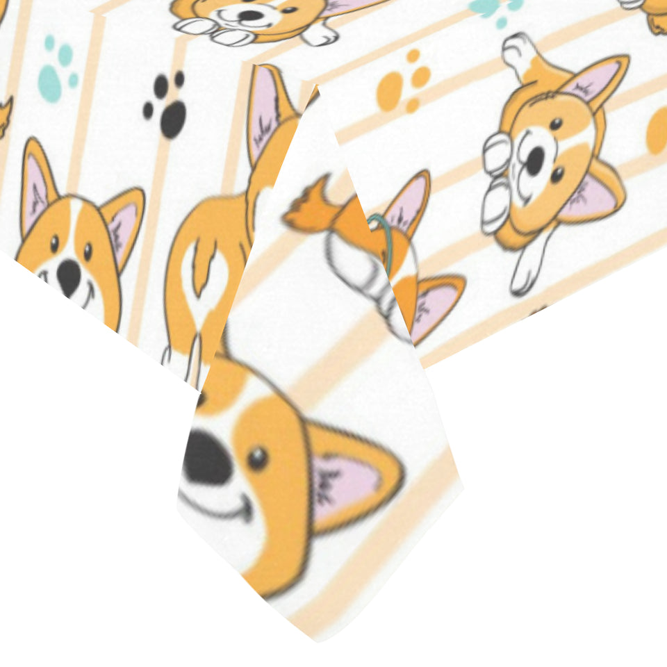 Cute dog corgi striped background pattern Tablecloth