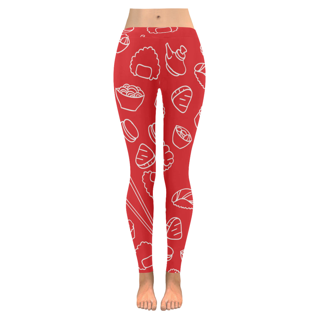 sushi pattern red background Women's Legging Fulfilled In US