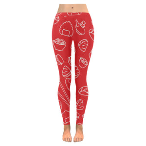 sushi pattern red background Women's Legging Fulfilled In US