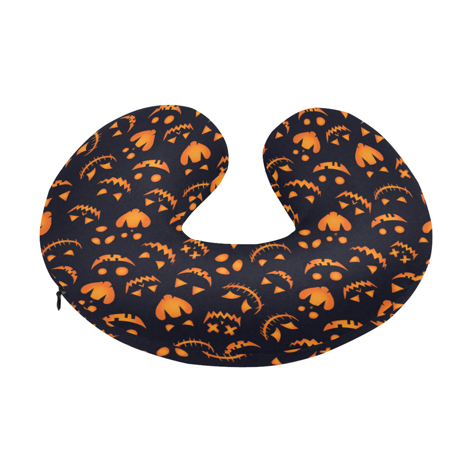 Halloween pattern Pumpkin background U-Shaped Travel Neck Pillow