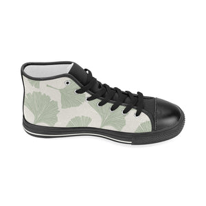Ginkgo leaves pattern Women's High Top Canvas Shoes Black