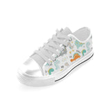 Cute funny kids dinosaurs pattern Men's Low Top Canvas Shoes White