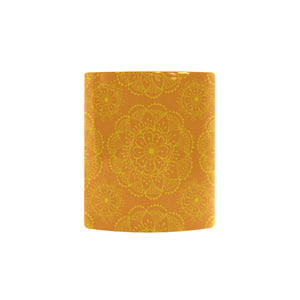 Orange traditional indian element pattern Morphing Mug Heat Changing Mug