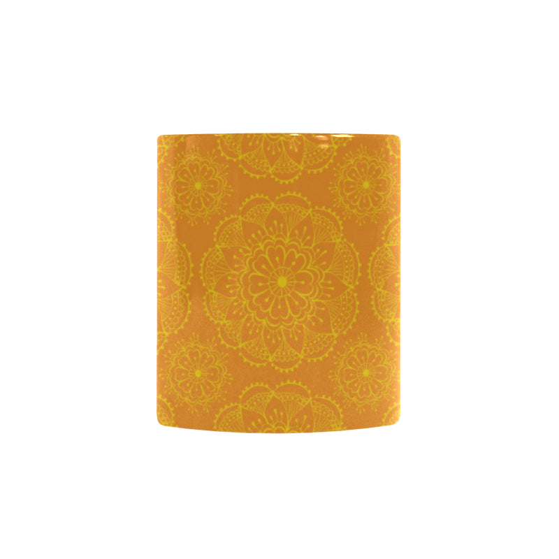 Orange traditional indian element pattern Morphing Mug Heat Changing Mug