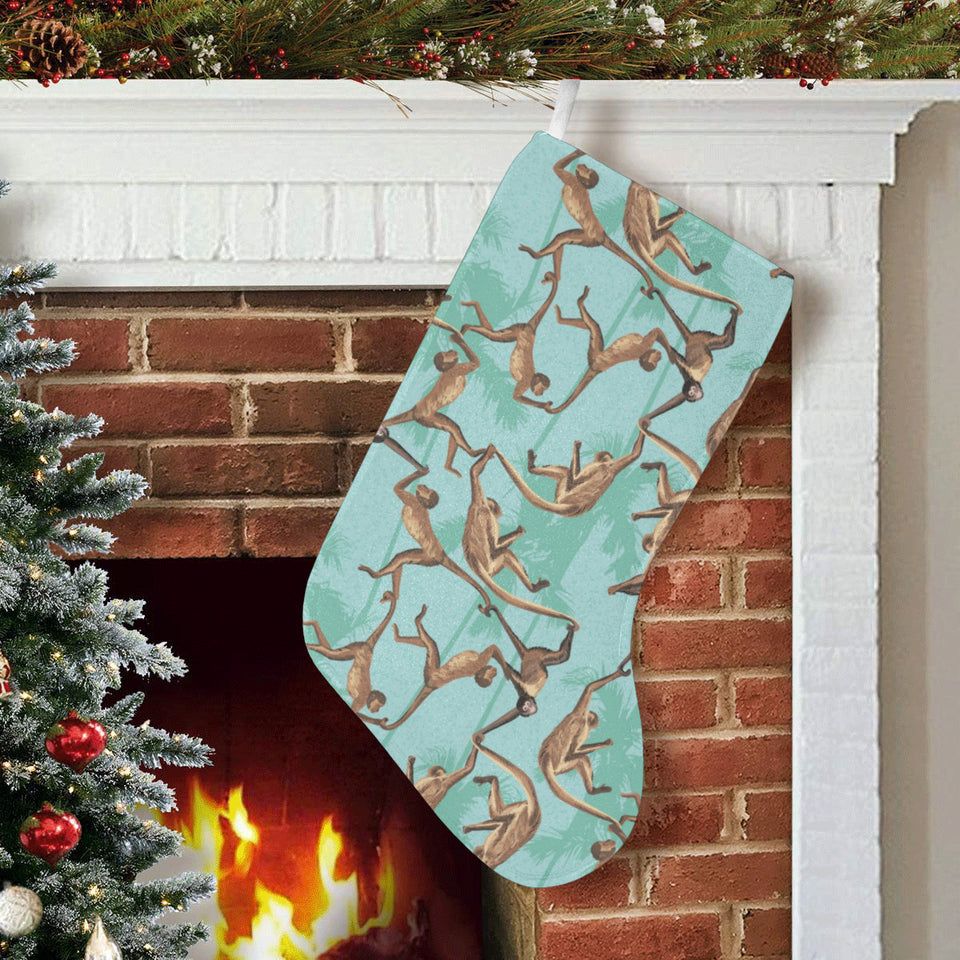Monkey Palm tree background Christmas Stocking