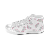 dragon fruit pattern Men's High Top Canvas Shoes White