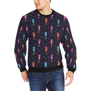 Watercolor colorful seahorse pattern Men's Crew Neck Sweatshirt