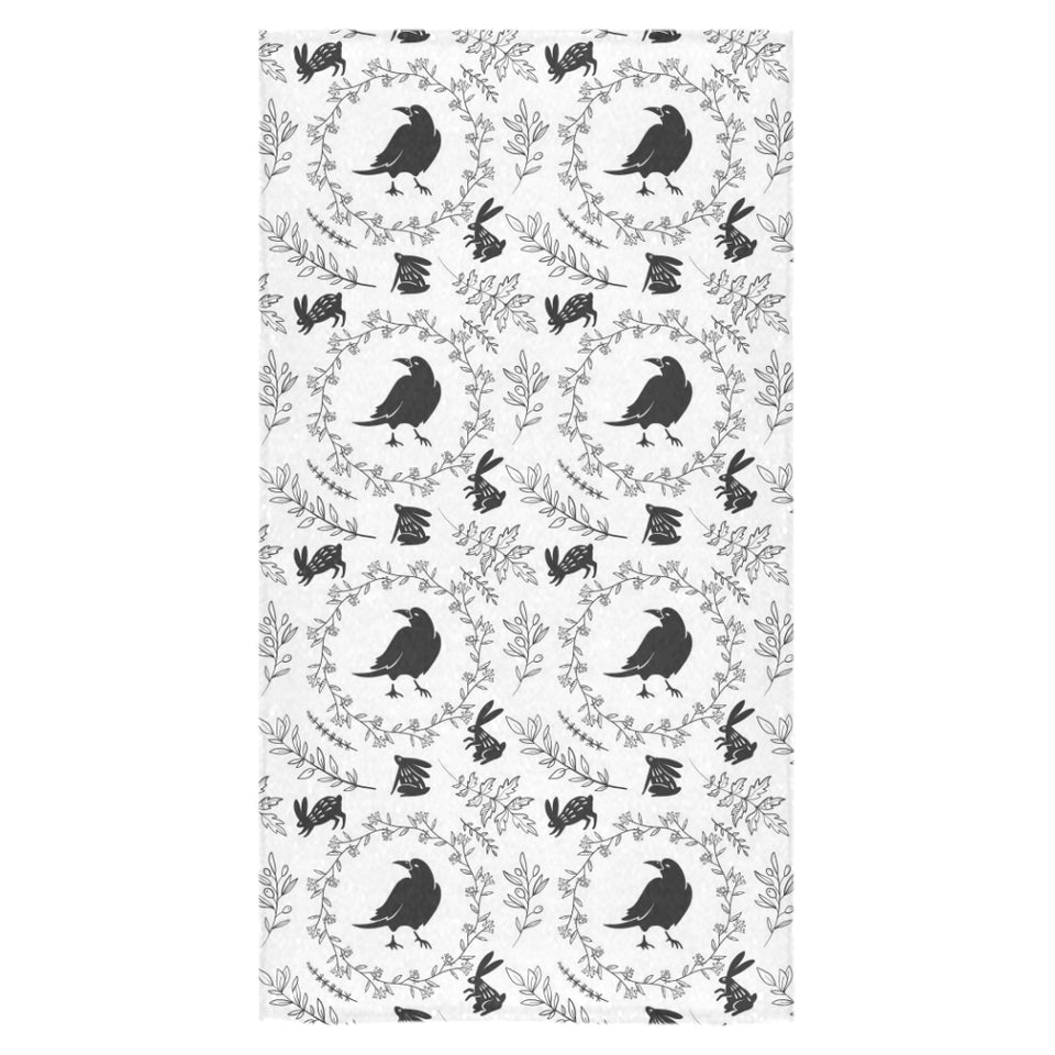 Crows floral wreath rabbit pattern Bath Towel