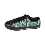 Toucan tropical leaves design pattern Men's Low Top Canvas Shoes Black