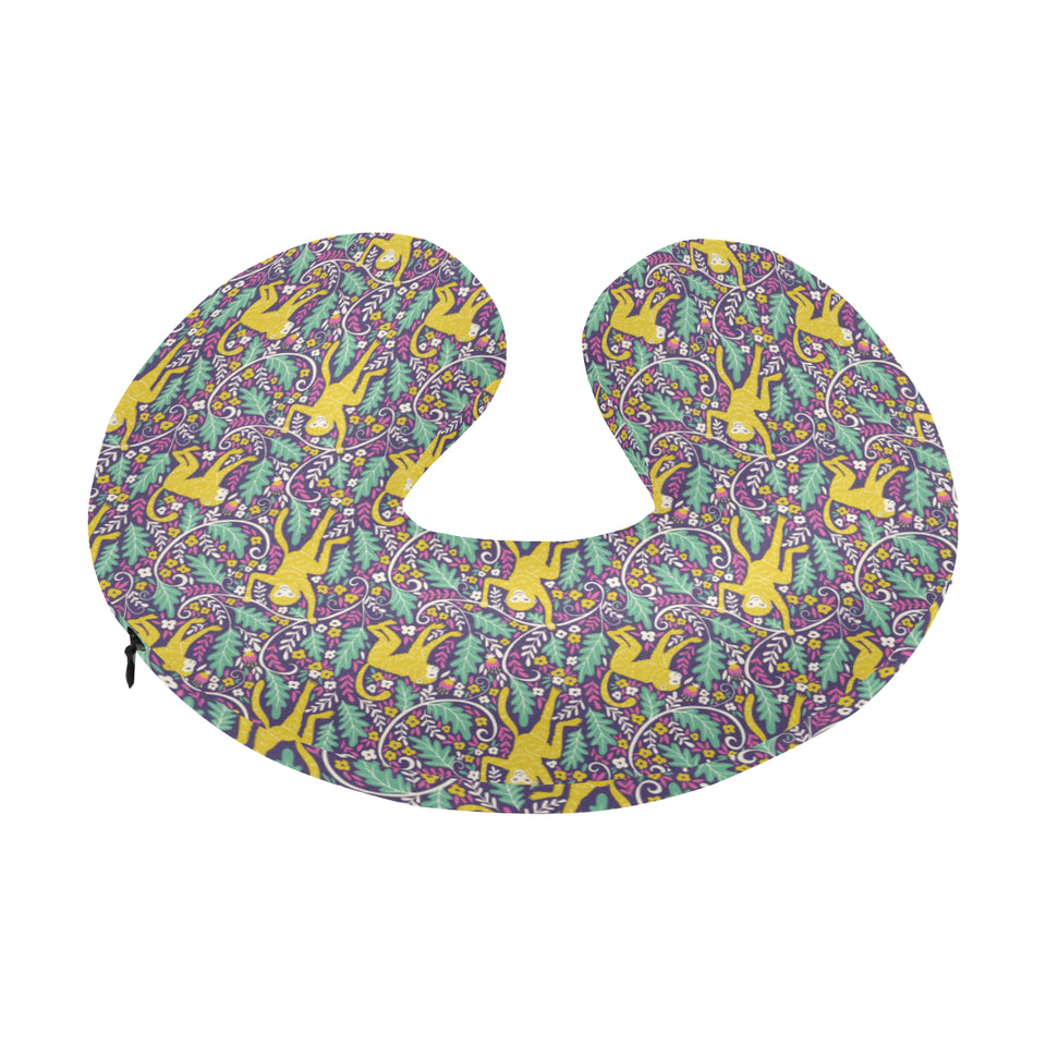 Cute yellow monkey leaves pattern U-Shaped Travel Neck Pillow