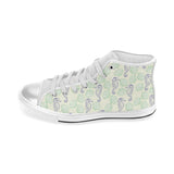 Seahorse shell pattern Women's High Top Canvas Shoes White
