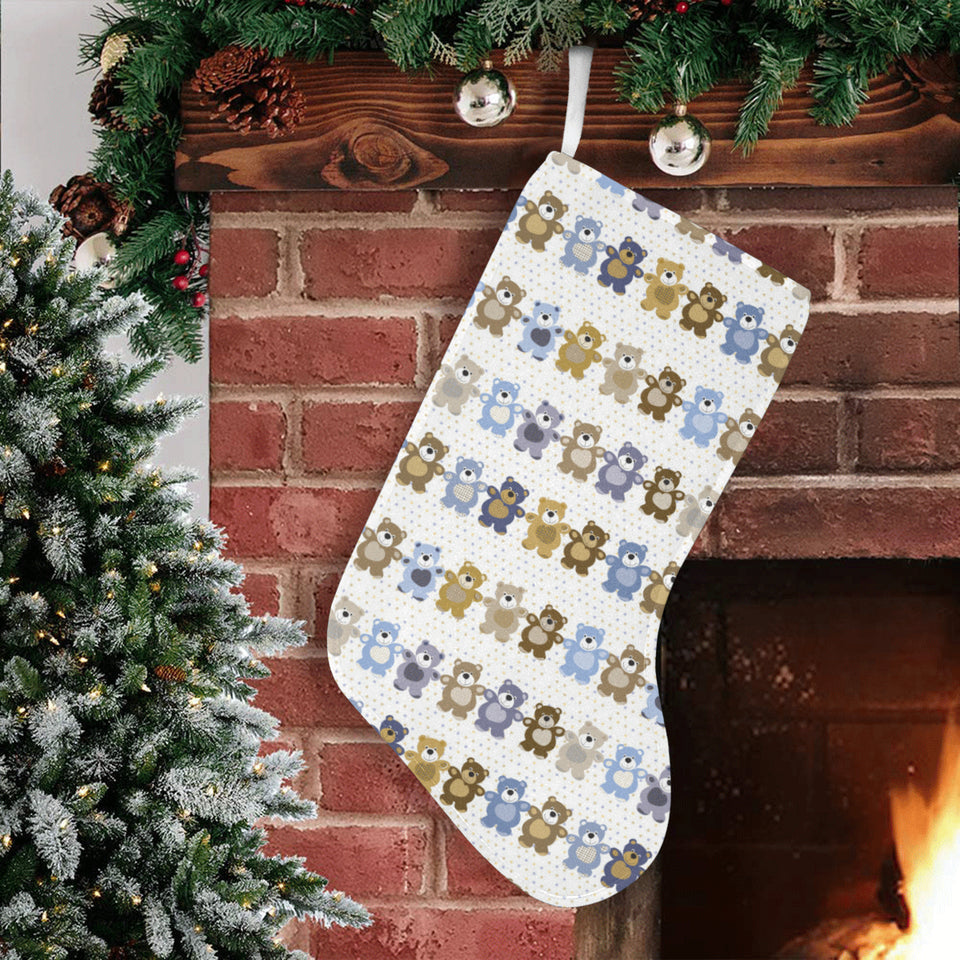 Teddy Bear Pattern Print Design 02 Christmas Stocking