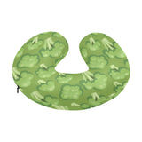 Broccoli pattern green background U-Shaped Travel Neck Pillow