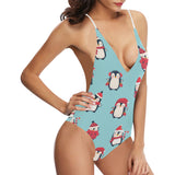 Cute penguin christmas  design pattern Women's One-Piece Swimsuit