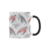 Watercolor sea turtle jellyfish pattern Morphing Mug Heat Changing Mug