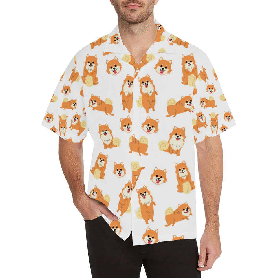 Brown pomeranian pattern Men's All Over Print Hawaiian Shirt