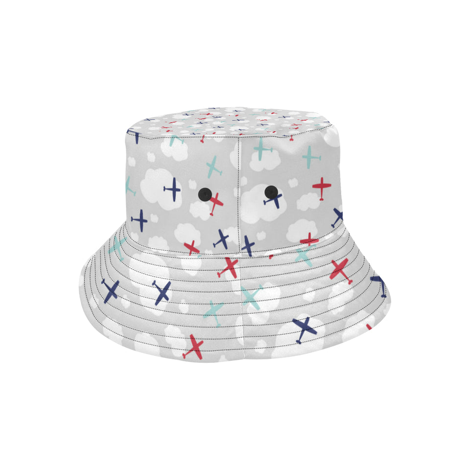 Airplane cloud grey background Unisex Bucket Hat