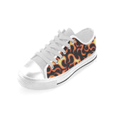 Fire flame dark pattern Men's Low Top Shoes White