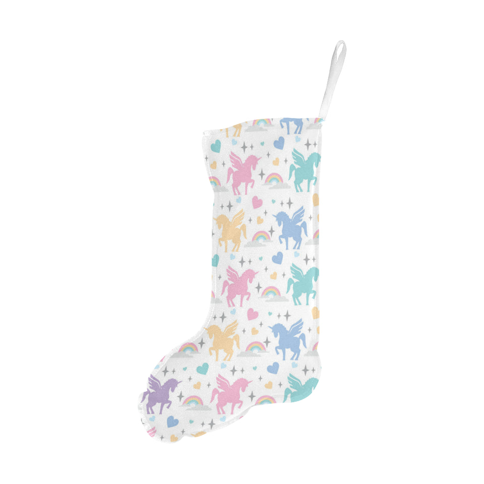 colorful unicorn rainbow heart pattern Christmas Stocking