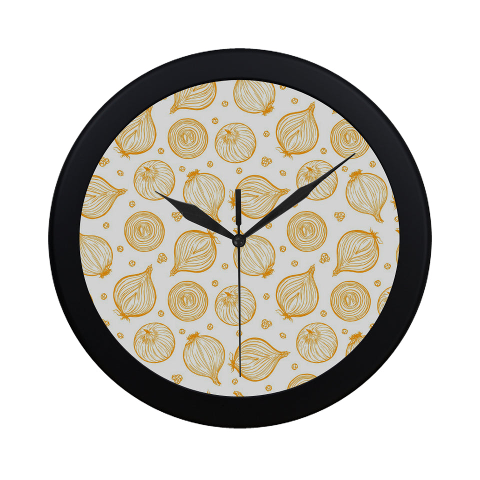 hand drawn onion pattern Elegant Black Wall Clock