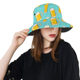 Beer pattern green background Unisex Bucket Hat