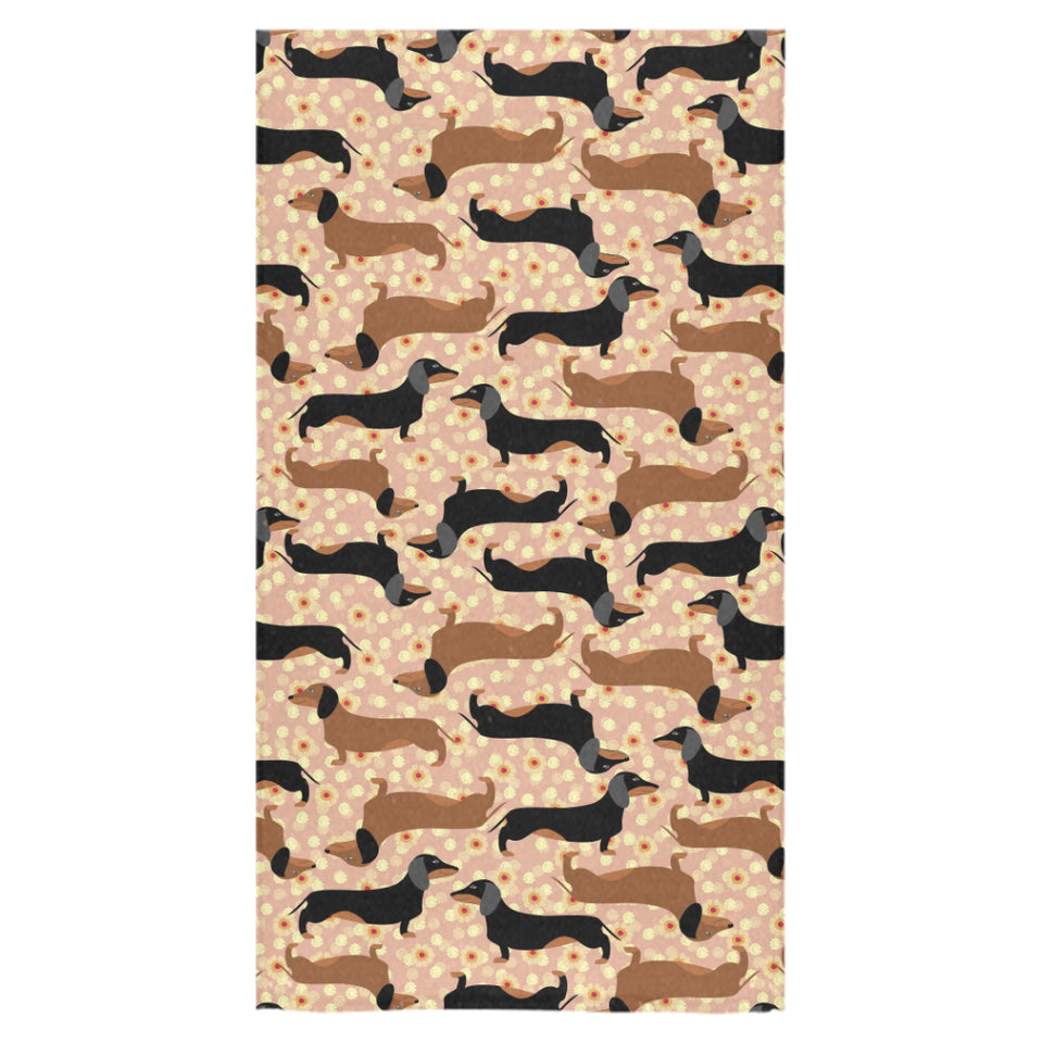 Dachshund floral background Bath Towel
