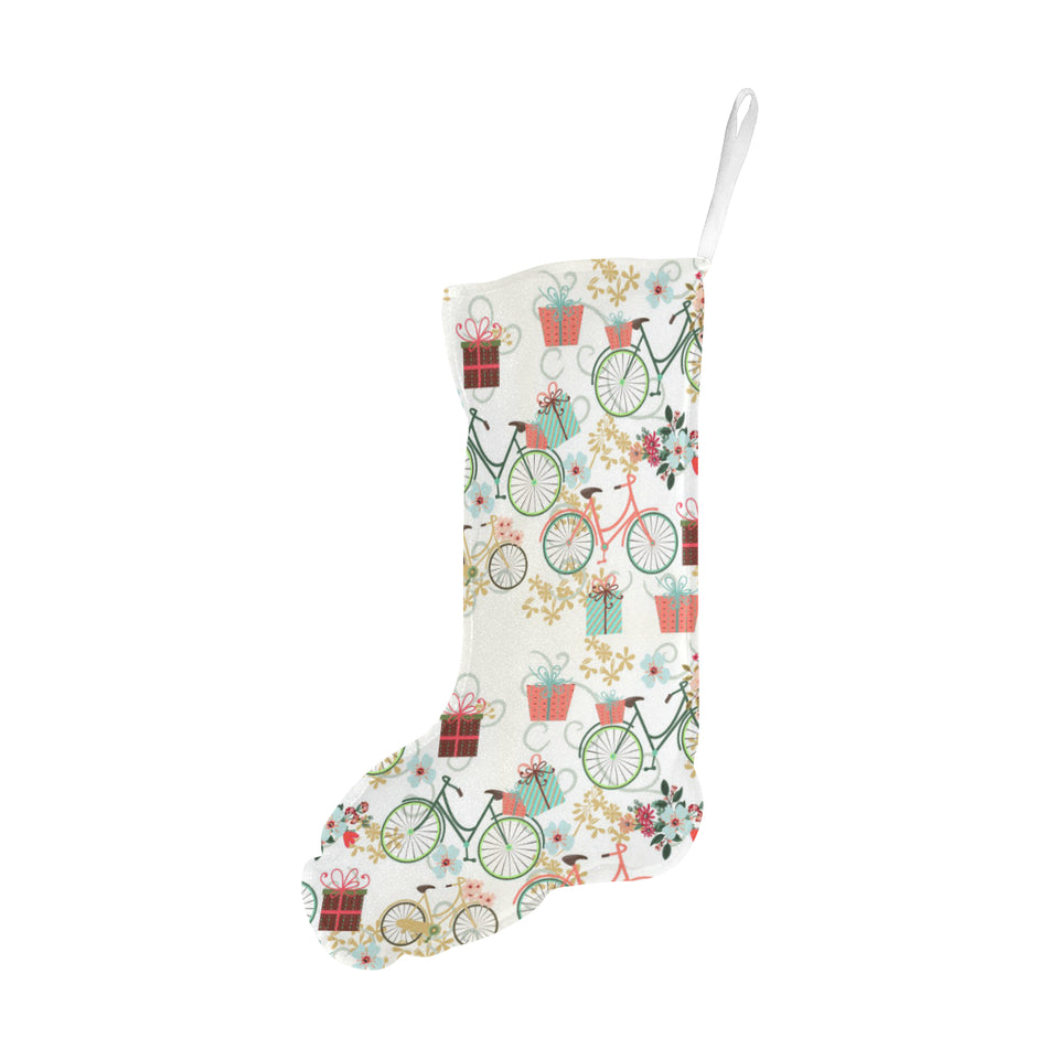 Bicycle Pattern Print Design 05 Christmas Stocking
