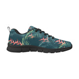 heliconia flowers, palm and monstera leaves on bla Women's Sneaker Shoes